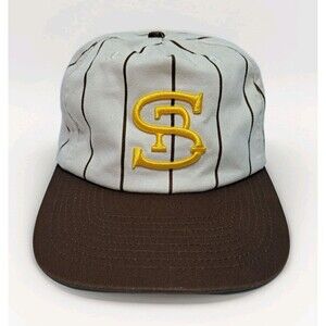 Seager Snapback Baseball Hat Cap Pin Striped Brown Beige Western Vintage